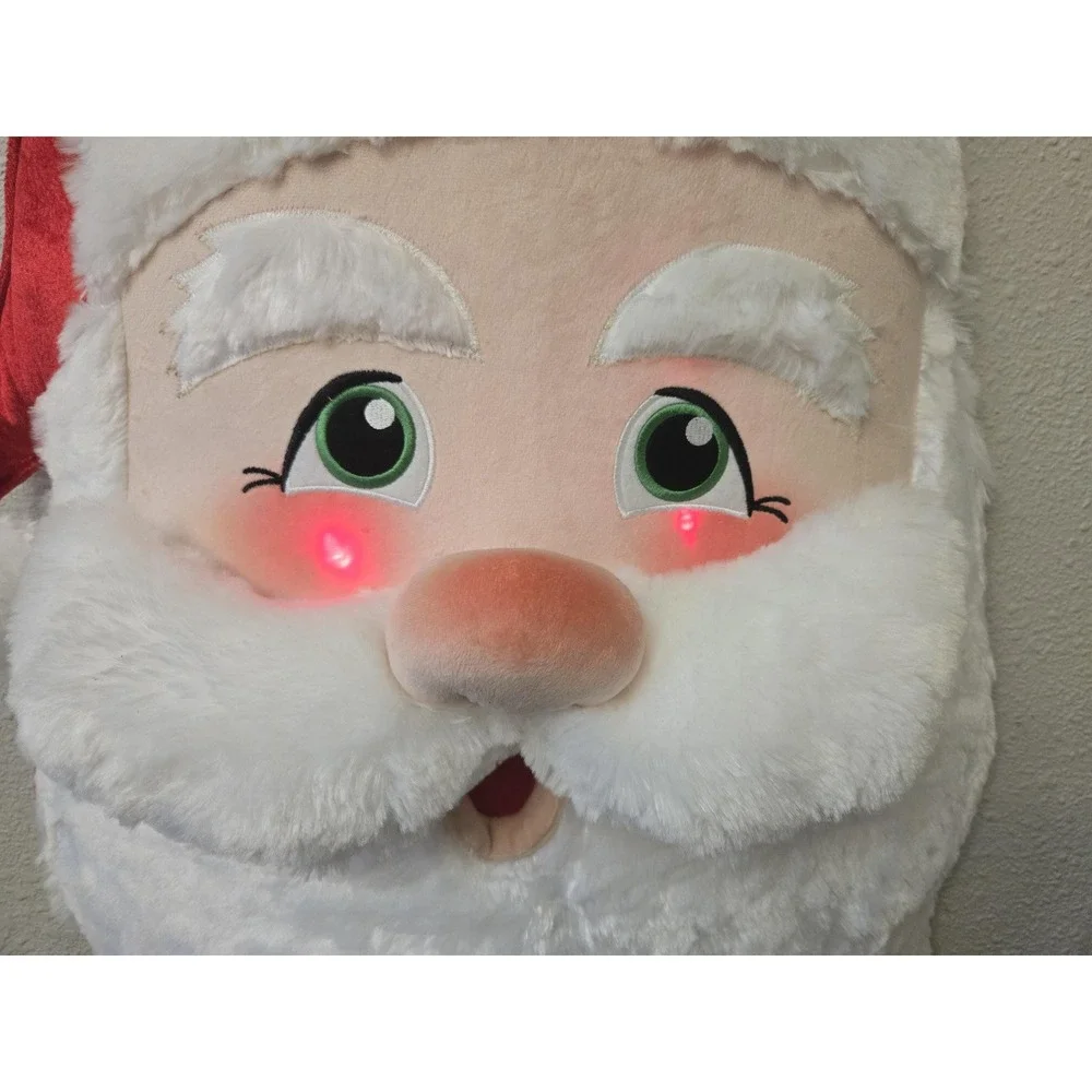 Vintage 1990 Giant Gemmy Plush Hanging Santa Face Head Musical Animated 30